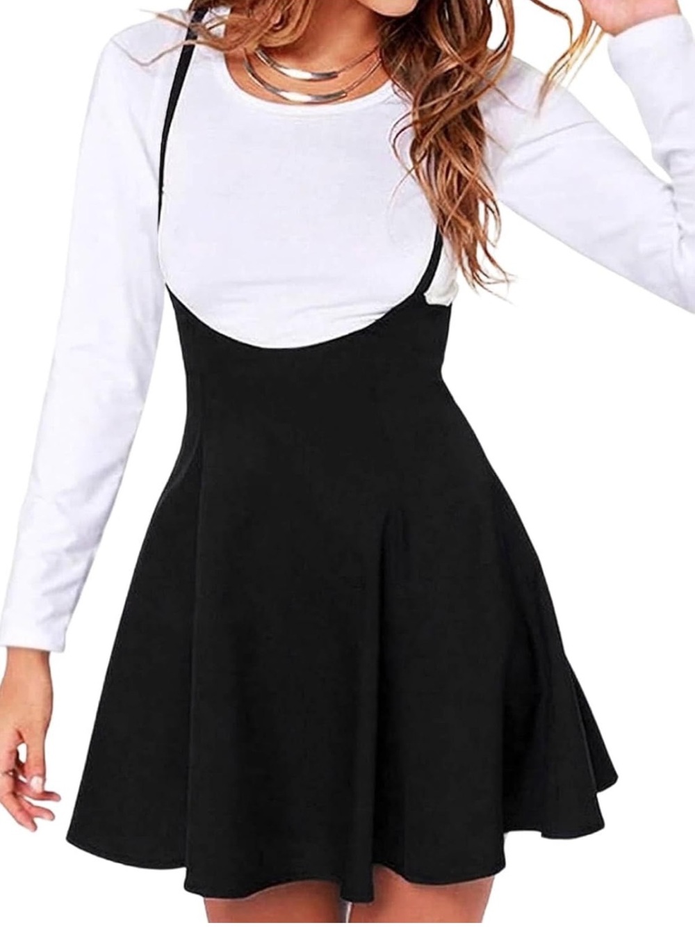 YOINS Women's Suspender High Waist Flared Skater Skirt Pinafore Dress SZ XL